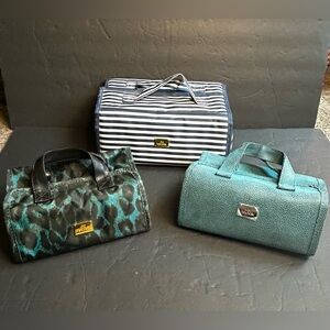 JM New York Makeup/ Jewelry Bag Lot Of 3. Roll-Up Detachable Pouches Clear.